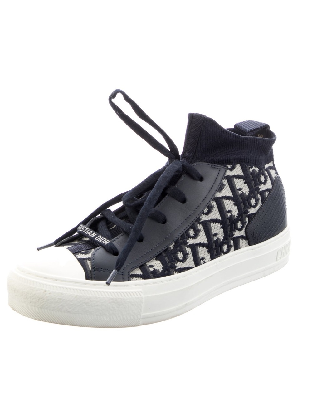 Dior Womenβs Walk βnβ Dior Technical Oblique High Top Sneakers in Deep Blue